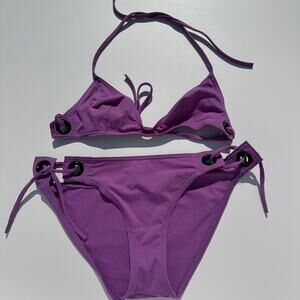 Eres Bikini Set Tie Triangle Top & Hipster Bottoms 38 FR US 6 EUC Purple Orchid